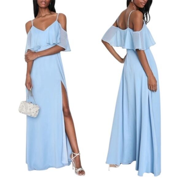 NWT Lulus Forever Enchanting Light Blue Dress with Slit, Size Medium - Picture 1 of 8